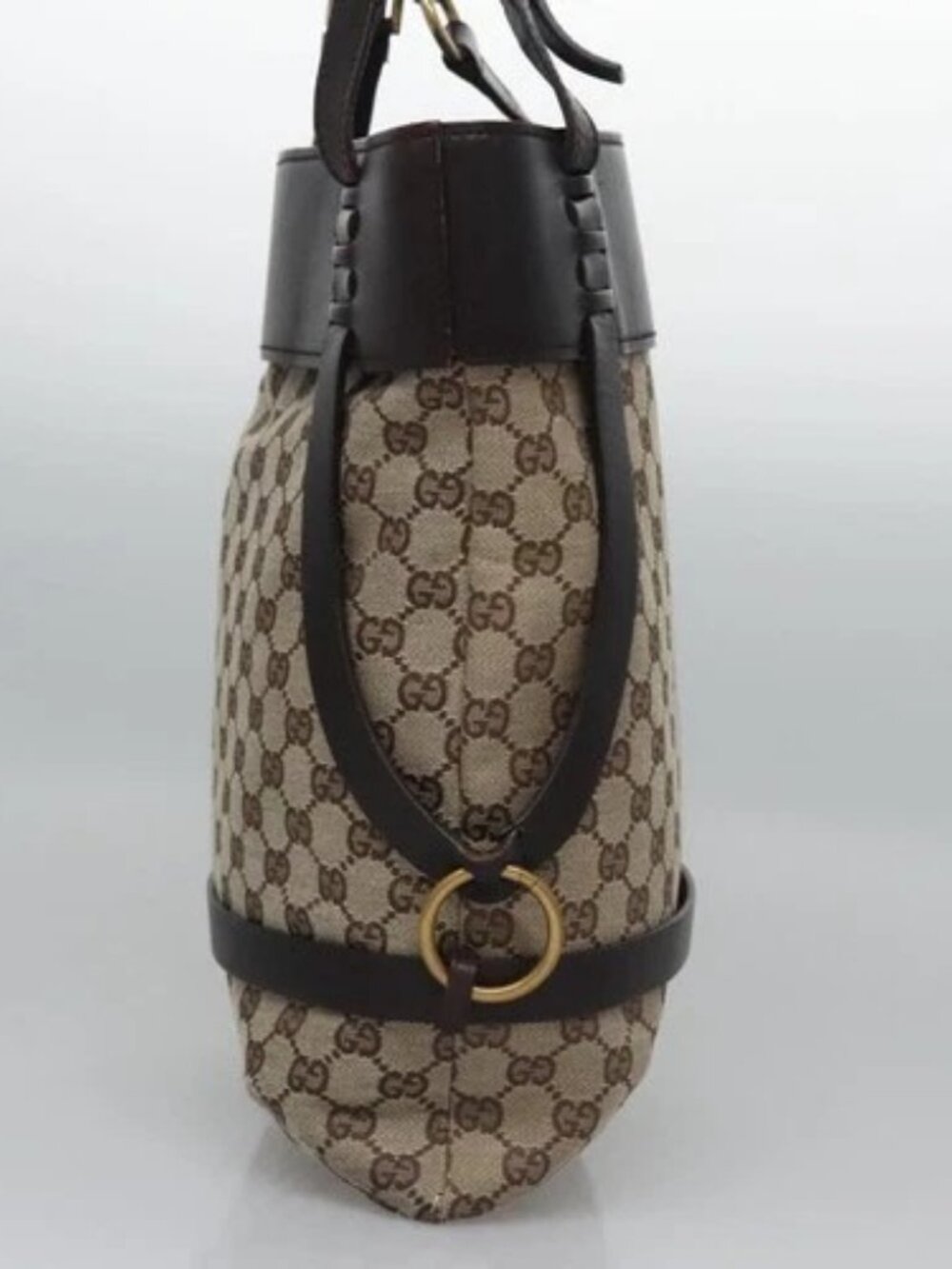 GUCCI GG Canvas Tote Bag Beige Brown gold - Picture 3 of 15